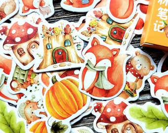 45 pcs . Fall Nature Stickers . Art Journal Stickers . Junk Journal Ephemera . Fall Planner Stickers . Autumn Stickers . Stationary Stickers