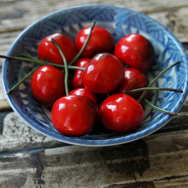 10 . Faux Red Cherries . Bowl of Cherries . Table Scatter . Cherries Kitchen Decor . Table Decor . Fake Fruit