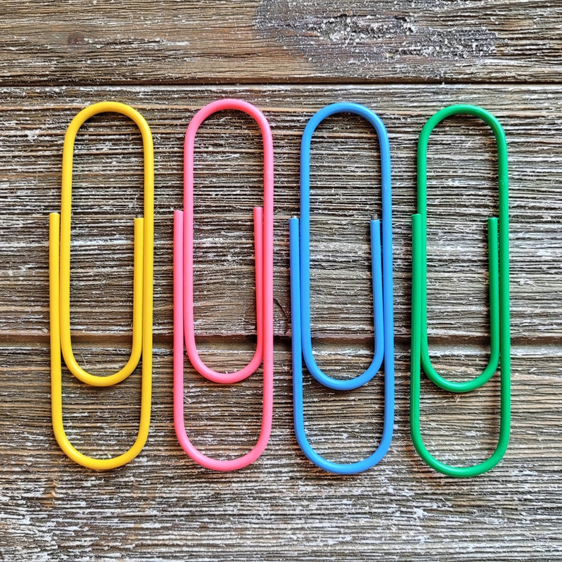 Set of 4 . Jumbo Paper Clips for Journals . Paper Clips for Planners . Large Paper Clips . Book Marker Paper Clips . Junk Journal Ephemera Plain