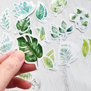 45 pcs . Leaf Stickers . Plant Stickers . Stationary Stickers . Art Journal Stickers . Junk Journal Ephemera . Greenery Leaves Stickers image 3