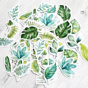 45 pcs . Leaf Stickers . Plant Stickers . Stationary Stickers . Art Journal Stickers . Junk Journal Ephemera . Greenery Leaves Stickers image 4