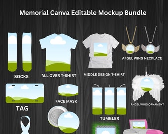 Memorial Bundle Canva Editable Mockups, Drag and Drop Mockup, Pdf Download File, Digital Mockup Design, Memory Creation