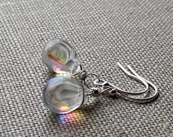 Crystal Clear Aurora Borealis Sterling Silver Earrings