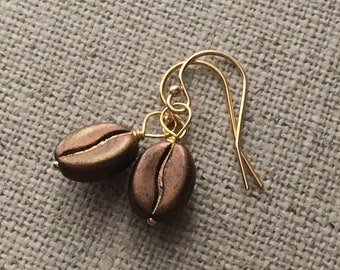 Coffee Bean Gold Filled Earrings