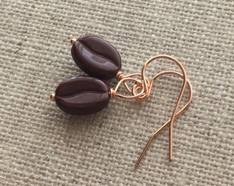 Coffee Bean Rose Gold Filled Earrings