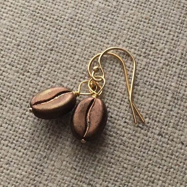 Coffee Bean Gold Filled Earrings