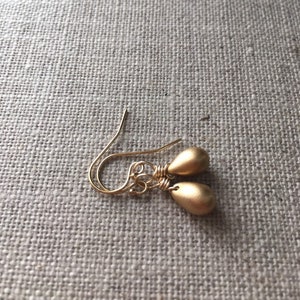 Matte Gold Small Teardrop Gold Filled Earrings