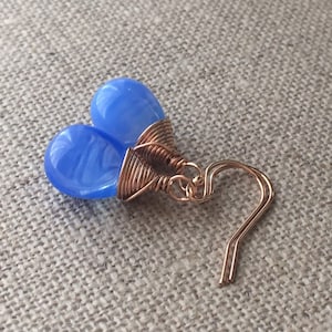 Blue Drop Rose Gold Earrings / Milky Blue Opalite Teardrop Earrings