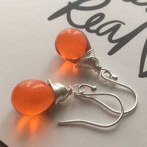 Orange Hyacinth Drop Sterling Silver Earrings