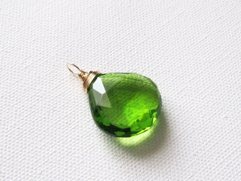 Lime Green Quartz Pendant. Large Heart Cut Briolette Pendant. Etsy
