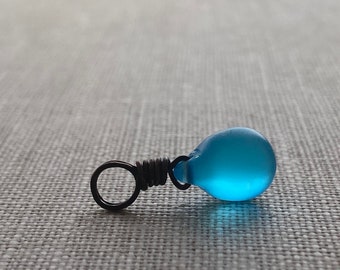 Matte Aqua Blue Teardrop Oxidised Copper Pendant