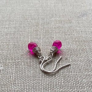 Sterling Silver Hot Pink Small Teardrop Earrings image 2