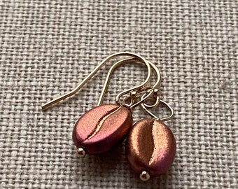 Gold Blush Coffee Bean Gold Filled Earrings