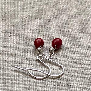 Cranberry Red Small Sterling Silver Earrings