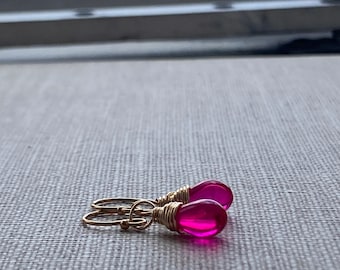 Hot Pink Drop 14k Goldfilled Earrings