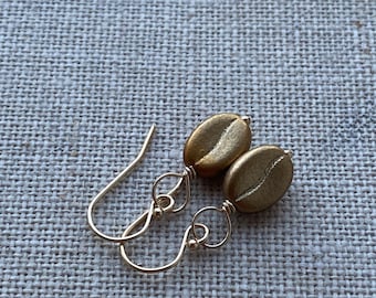 Golden Coffee Bean Gold Filled Earrings