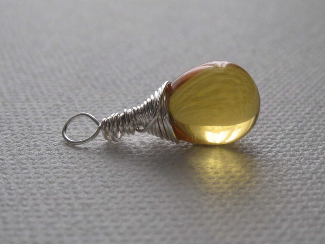 Light Honey Yellow Sterling Silver Pendant - Etsy