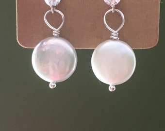Pearl Cubic Zirconia Sterling Silver Earrings - Etsy