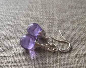 Lilac Purple Drop Sterling Silver Earrings