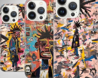 Basquiat Phone Case Urban Cover For iPhone 15Pro Max, Plus 14, 13, 12, 11, Samsung S24Ultra, S23Fe, S22, A15, A14, A53, A35, Pixel 8 , 8Pro