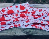 Creepy Blood Spatter (a la Dexter) on White (or is it paint ) Fabric Face Mask Cotton Handmade