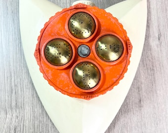 Vintage Atomic Space Age Deluxe Turret Lawn Water Sprinkler by Everain Orange