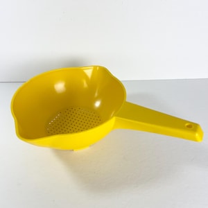 Vintage Tupperware strainer yellow plastic Retro kitchen cottagecore