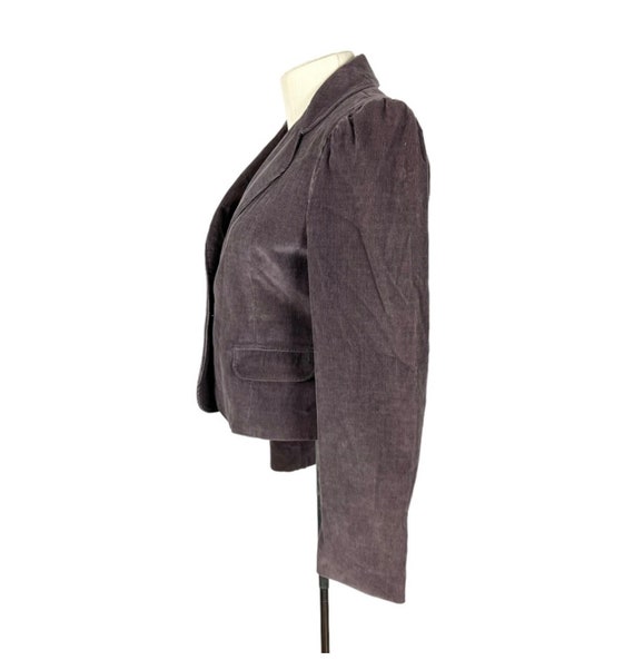 Vintage cropped blazer Corduroy puff shoulder bro… - image 3