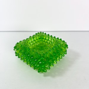 Vintage Fenton Green Hobnail Master Salt Cellar  Votive Tea Light Candle Holder