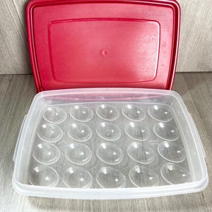 Vintage Rubbermaid Servin Saver Deviled Egg Container red lid