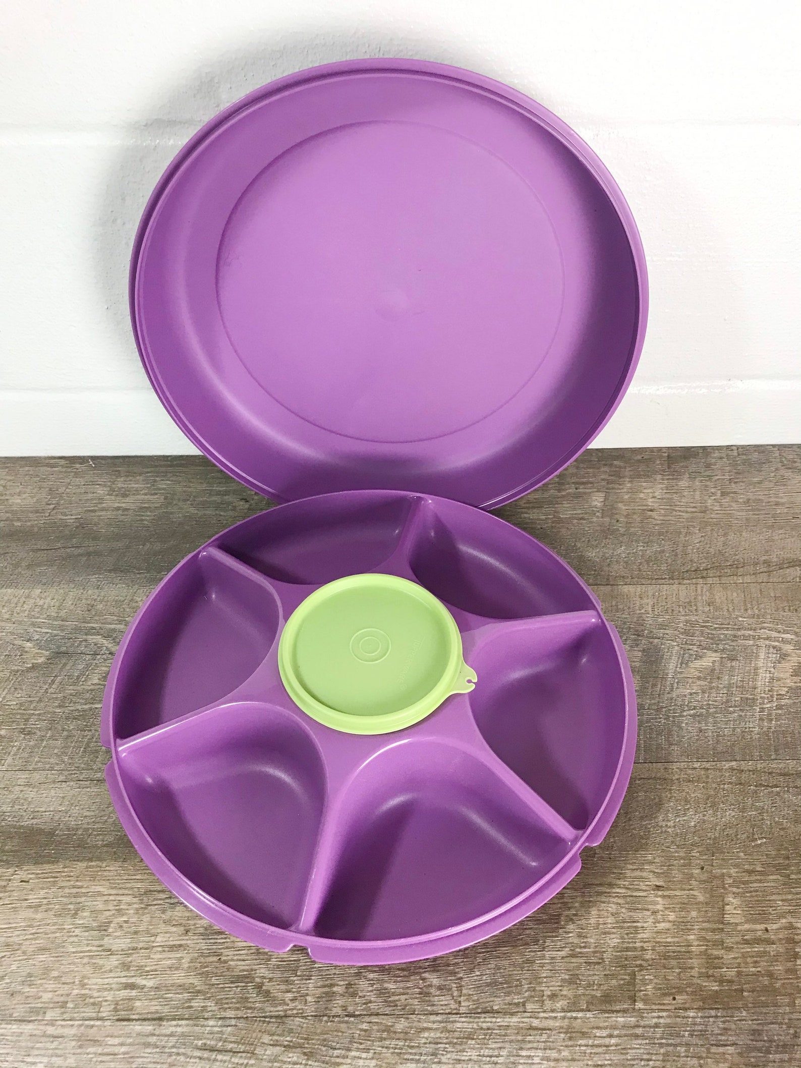 Tupperware Vintage Purple Serving Center Divided Party Tray Etsy