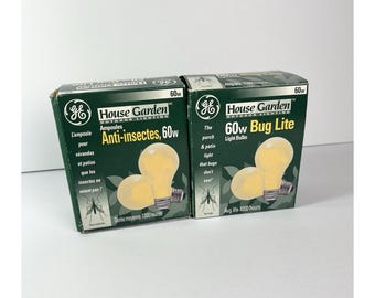 Vintage GE Bug Repellent Yellow 60w Light Bulbs In Original Packaging 4 Bulbs