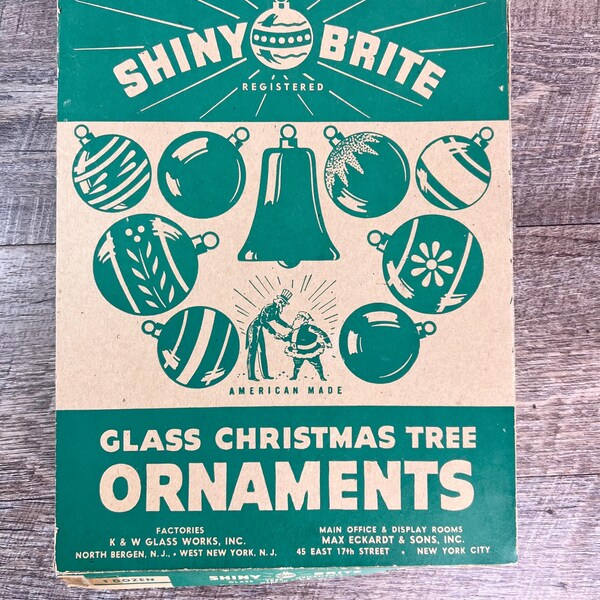 Vintage Shiny Brite Christmas EMPTY ornament box graphics collectible decor storage 8.5X11