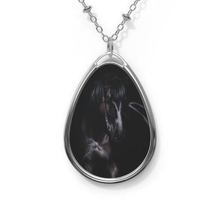 Black Horse Oval Necklace