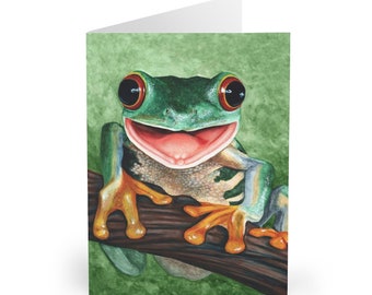 Cartes de vœux de grenouille arboricole aux yeux rouges