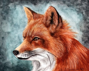 Red Fox 8.5" x 11" PRINT by Artist Sherrie Spencer