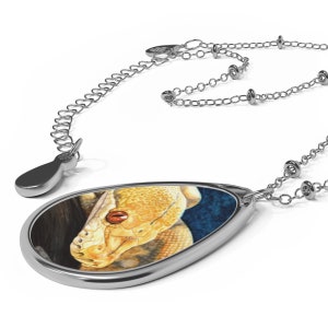 Albino Reticulated Python Oval Necklace