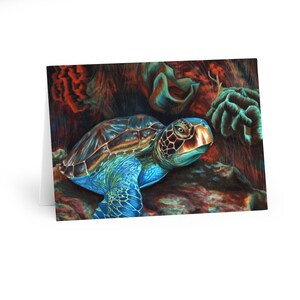Green Sea Turtle Greeting Cards (5 Pack)