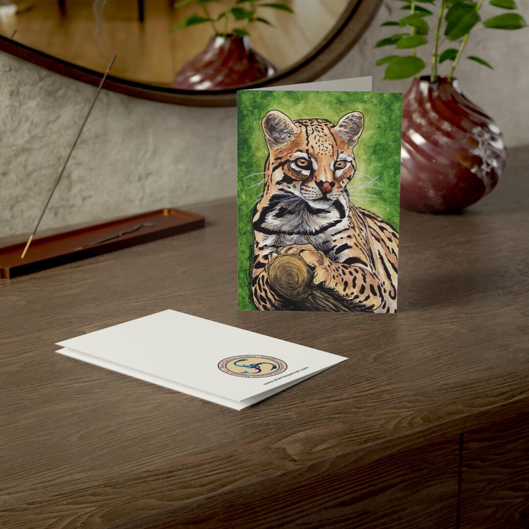 Ocelot Flash Card.pdf Ocelot Portrait Card | Wildlife Animal Rescue Fundraiser Card - Etsy