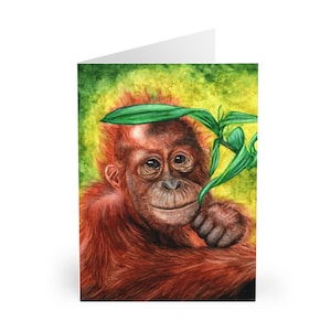 Biglietti di auguri per oranghi sorridenti (confezione da 5)