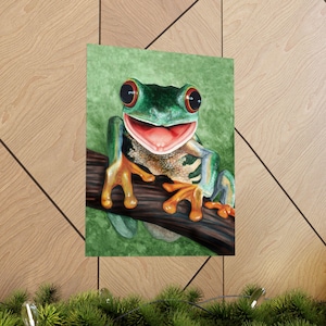 Red Eyed Tree Frog Parrots Matte Vertical Posters