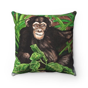 Chimpanzee Spun Polyester Square Pillow