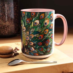 Peacock Mug, Stained Glass Mug, Peacock Decor, Stained Glass Design, Peacock Gifts, Peacock Feather Cup, Peacock Coffee Mug, Bird Lover Gift image 8