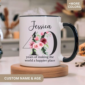 40th Birthday Gift For Women, Custom 40th Birthday Mug, In My Forties Era Cup Name, Forty Year Old Gift, Personalized Gift for Her, Floral