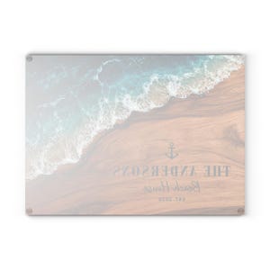 Beach Glass Cutting Board Personalized, Coastal Ocean Resin Wood Look Kitchen Decor, Beach House Gift, Housewarming Serving Board image 7