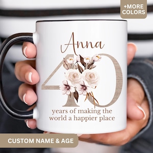 40th Birthday Gift for Women, Custom 40th Birthday Mug, Personalized Birthday Gifts 40th Coffee Cup 1985, Custom Gift For 40 Year Old Women