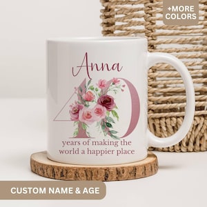40th Birthday Gift for Women, 40th Birthday Mug, Personalized Birthday Gifts Funny 40th Coffee Cup 1985, Custom Gift For 40 Year Old Women