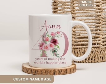 40th Birthday Gift for Women, 40th Birthday Mug, Personalized Birthday Gifts Funny 40th Coffee Cup 1985, Custom Gift For 40 Year Old Women