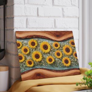 Planche à découper en verre, planche à découper en résine de tournesol, cadeau de pendaison de crémaillère de mariage unique image 9