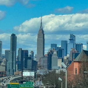 New York Skyline from Queens Photograph. Long Island Expressway, New York City Print,  Empire State Building Photography